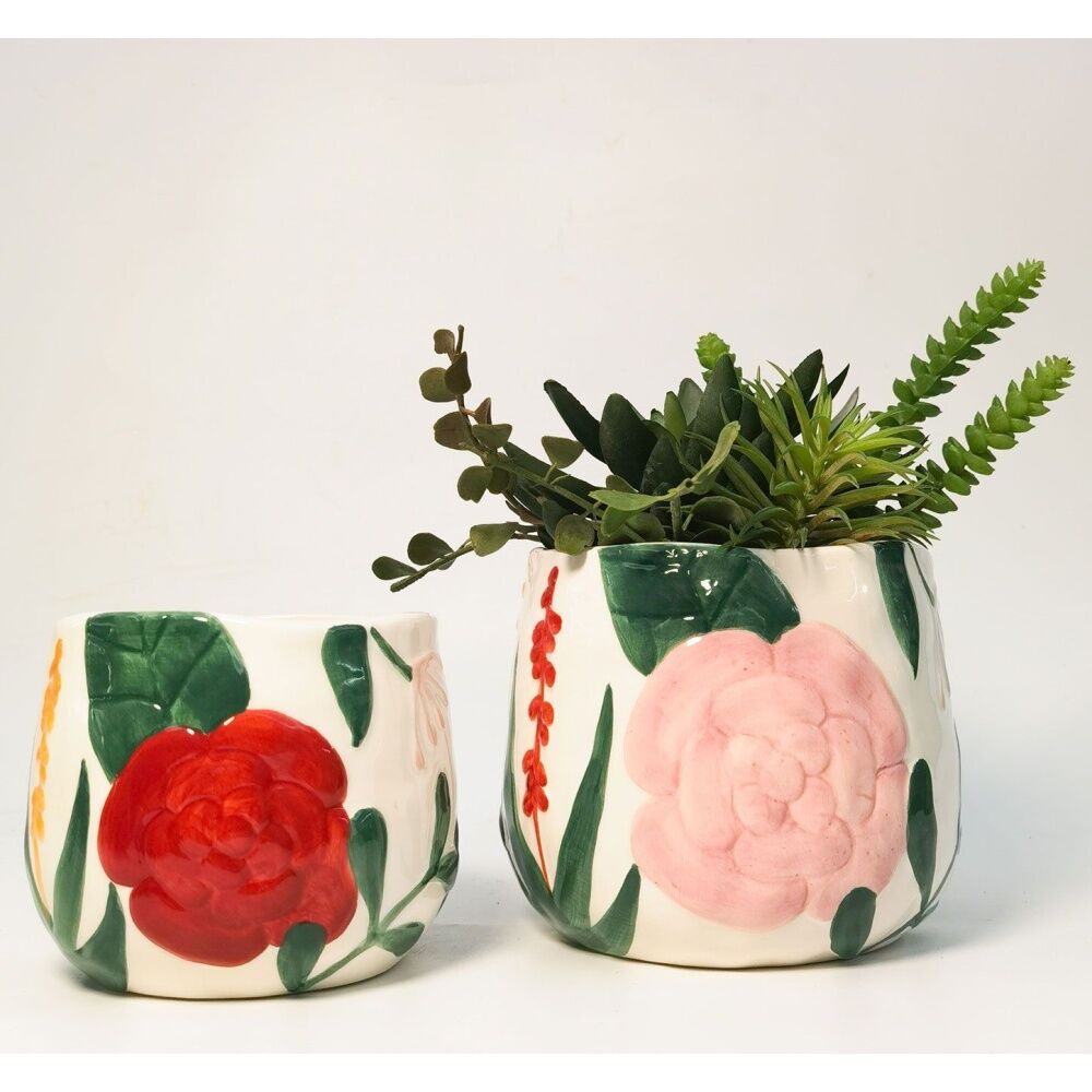 Urban Dahlia Floral Planter Colourful Small Decorative Garden Decor 11cm — image 3