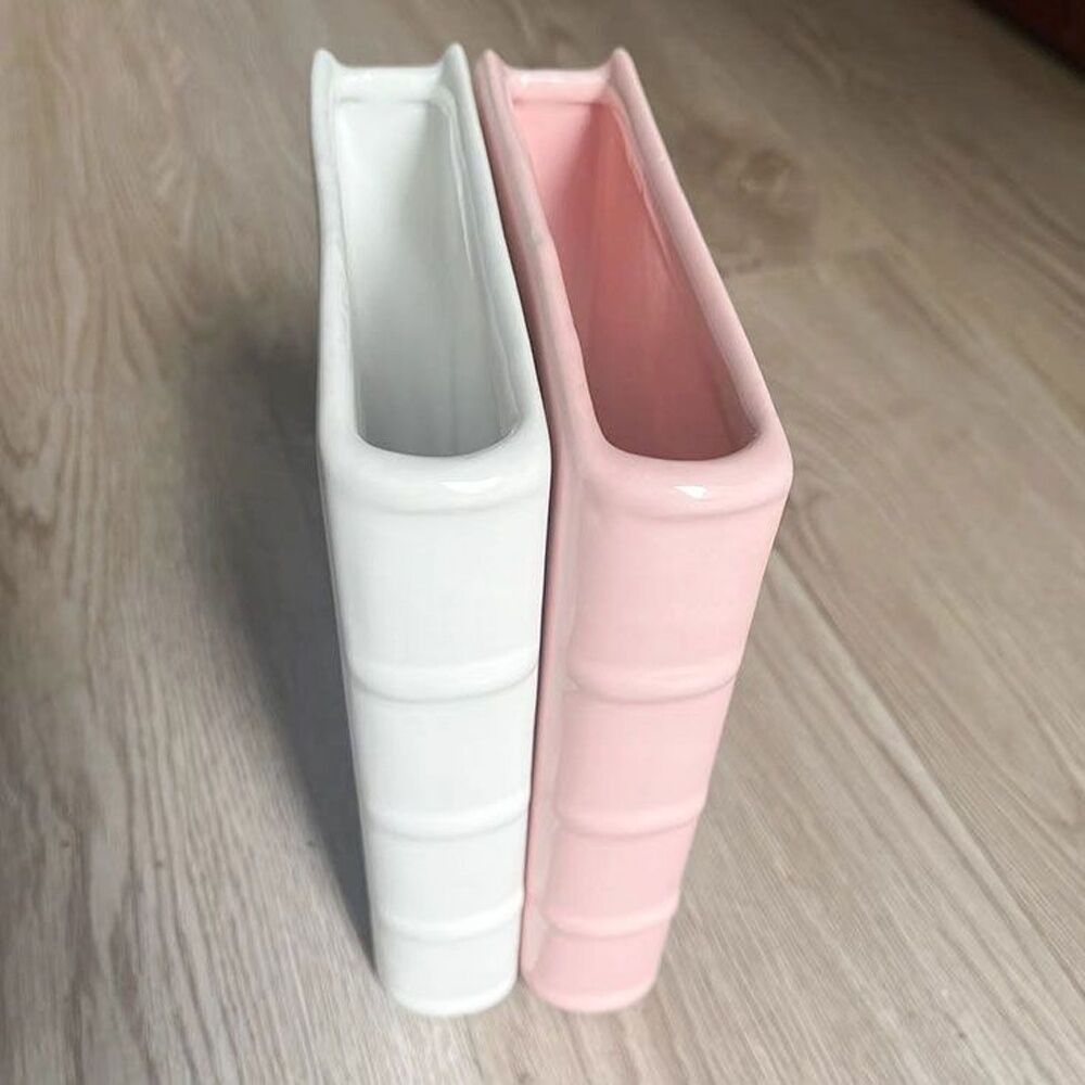 Urban Book Flower Vase White 21cm Decorative Home Kitchen/Lounge Decor (2 Pack) — image 2