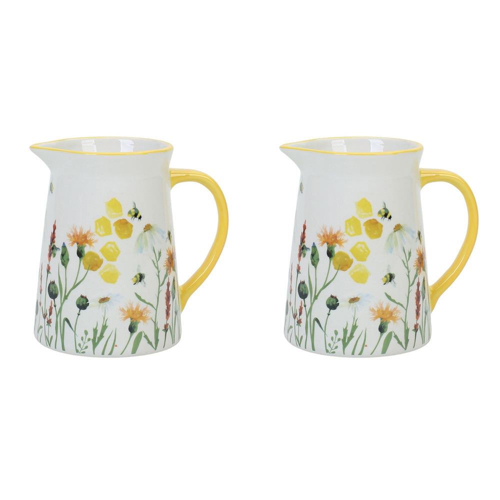 Urban Bee Meadow Pouring Jug Yellow 15cm Serveware Home Kitchen Decor (2 Pack)