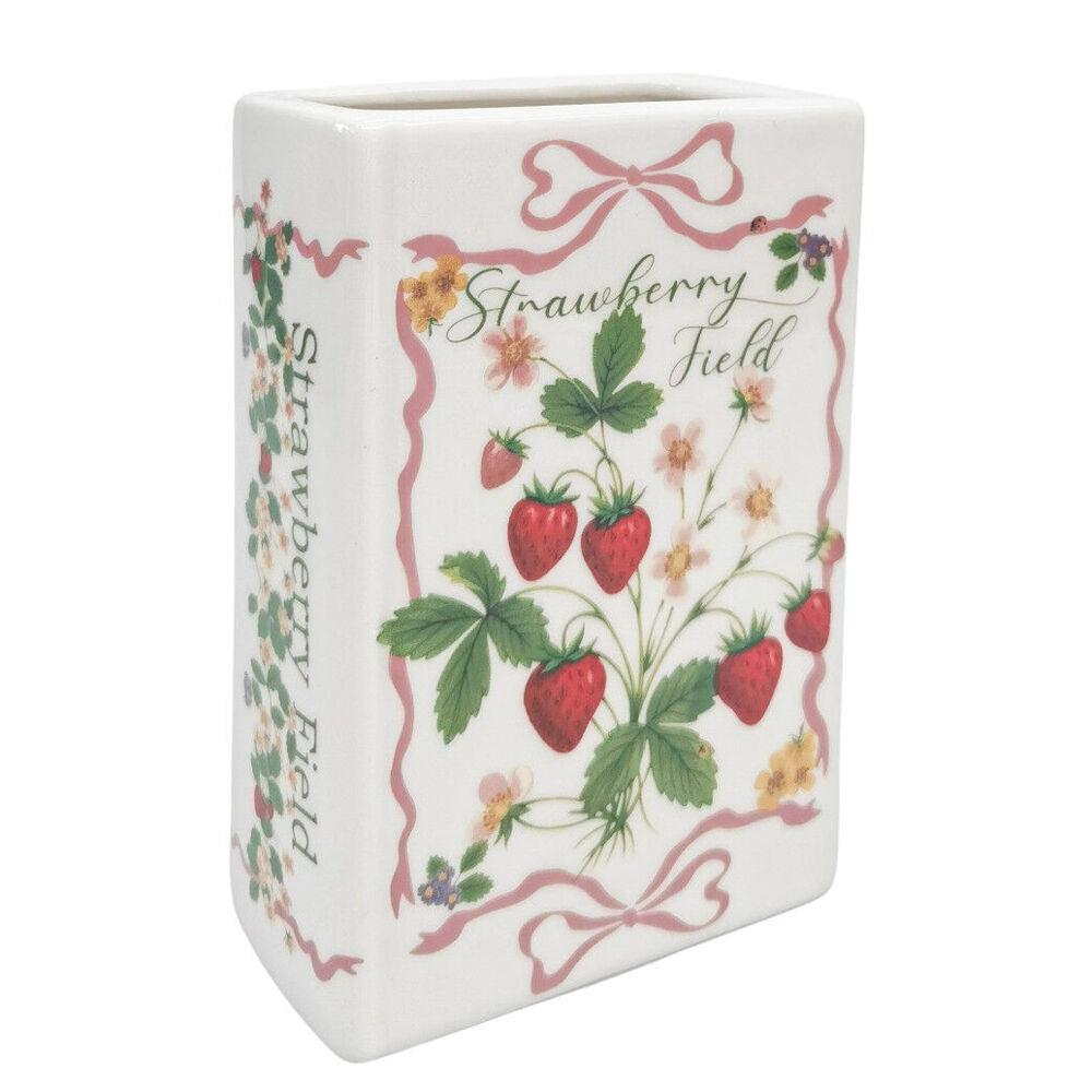 Urban Ceramic Strawberry Fields Book Home Flower Vase 16x11cm Red/Green (2 Pack) — image 2