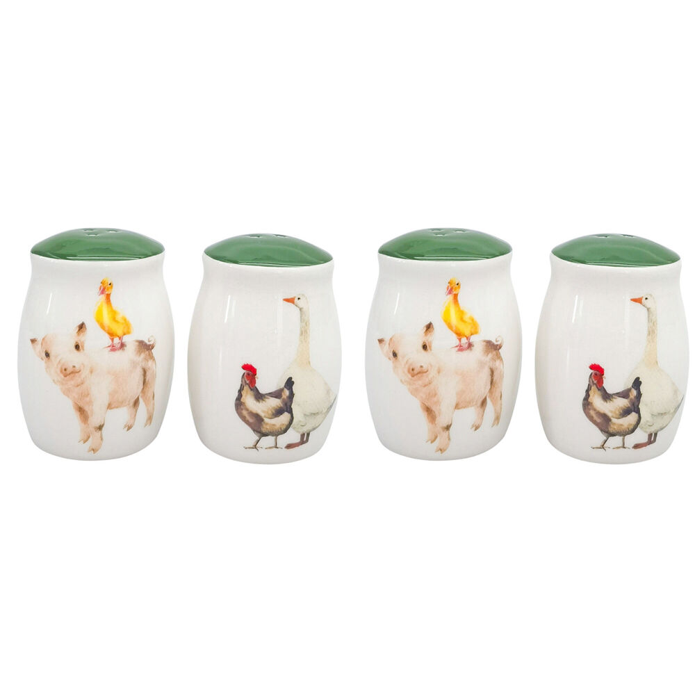 Urban 2pc Urban Ceramic Farm Yard Animals Salt and Pepper Shakers Set 8x6cm Green (2 Pack)
