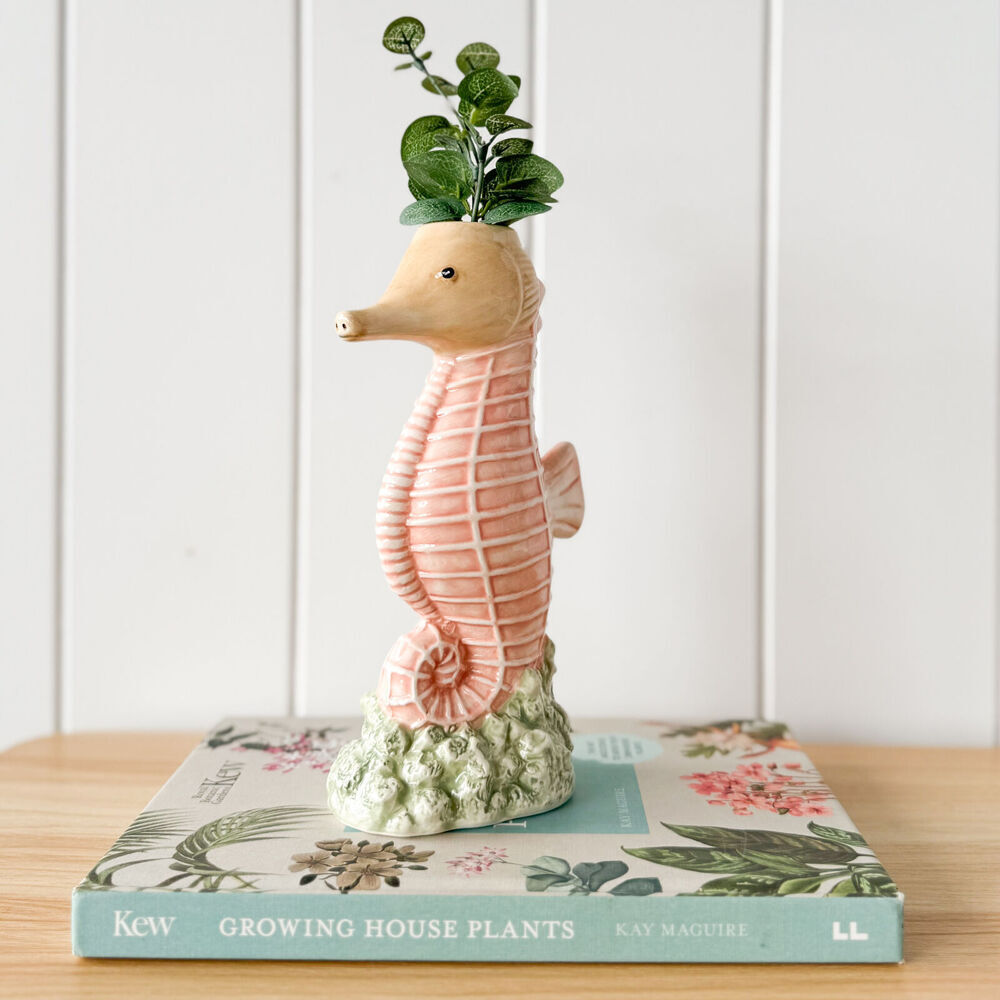 Urban Ceramic Reef Seahorse Home Decor Flower Vase 18x10cm Pink (2 Pack) — image 3