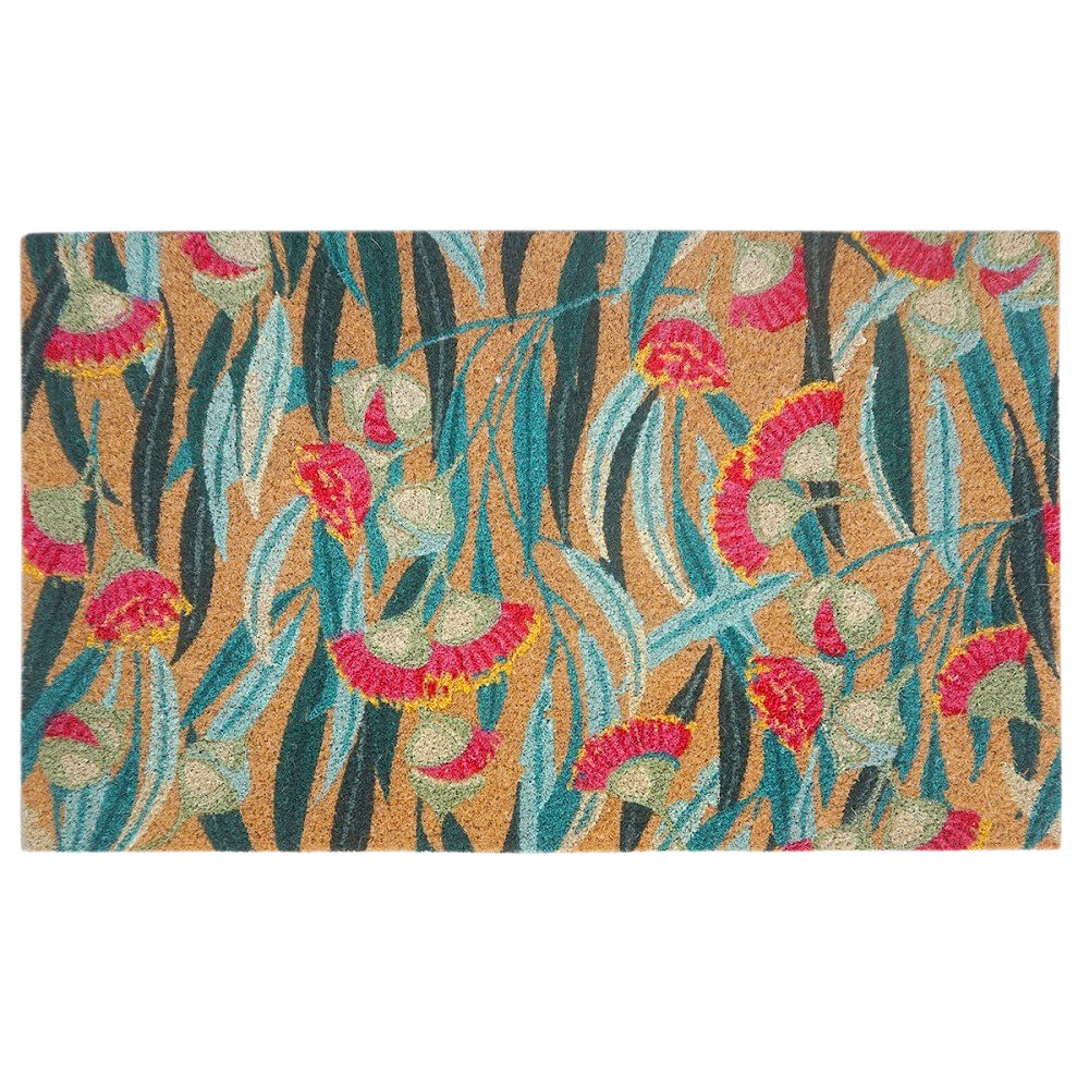 Urban Gum Blossom Floor Doormat Coir/PVC Home/Living Room Decor 45x75cm Green