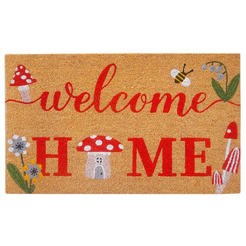 Urban Toadstool Welcome Doormat Coir/PVC Home/Living Room Decor 45x75cm Red