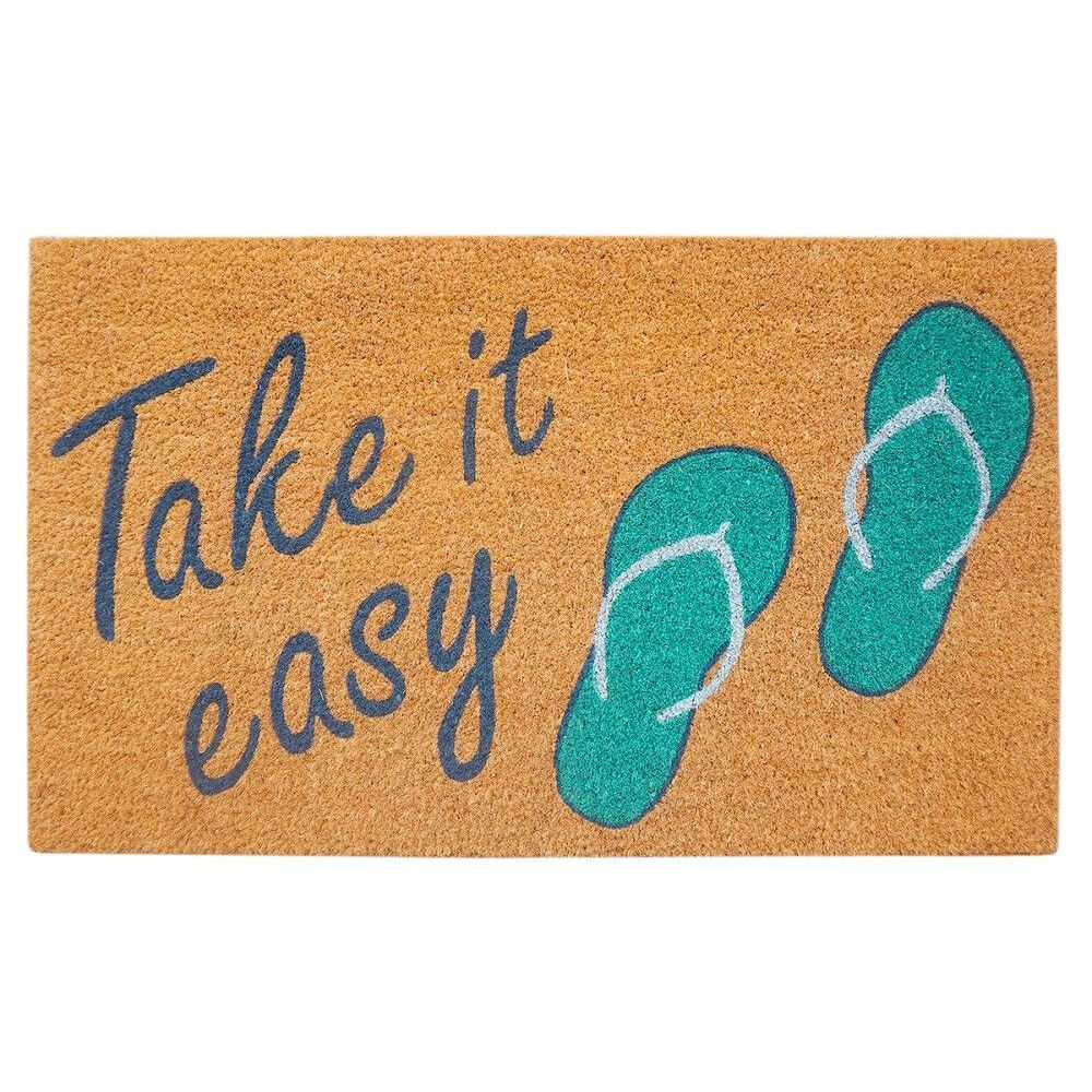 Urban Take It Easy Floor Doormat Coir/PVC Home/Living Room Decor 45x75cm Green