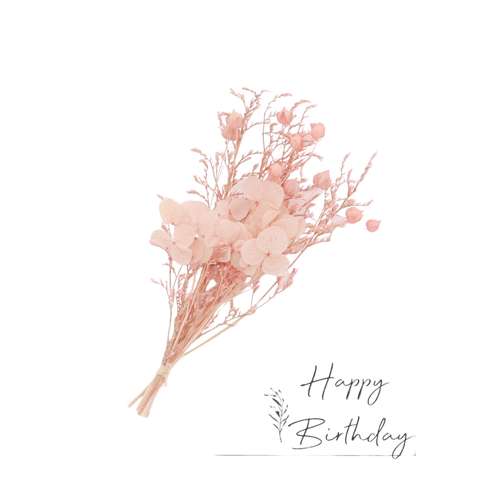 Urban 15cm Dried Floral Happy Birthday Card Occasional Greeting w/ Flowers Pink