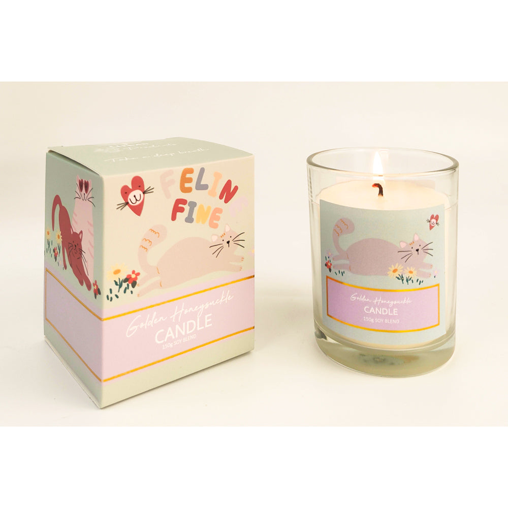 Urban Perfect Pets Cat Golden Honeysuckle 150g Glass Candle Home Fragrance Decor — image 3