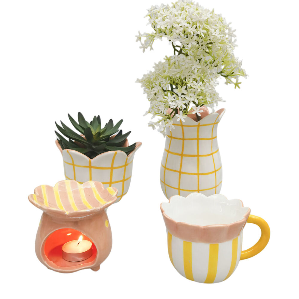 Urban 15x13cm Peach/Yellow Ceramic Halcyon Outdoor Planter Pot — image 2