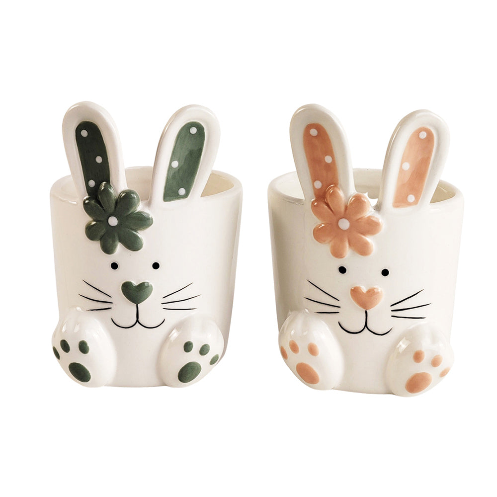 Urban 11cm Country Bunny Plant/Flower Pot Home/Garden Decor Sage/Pink Assort — image 2