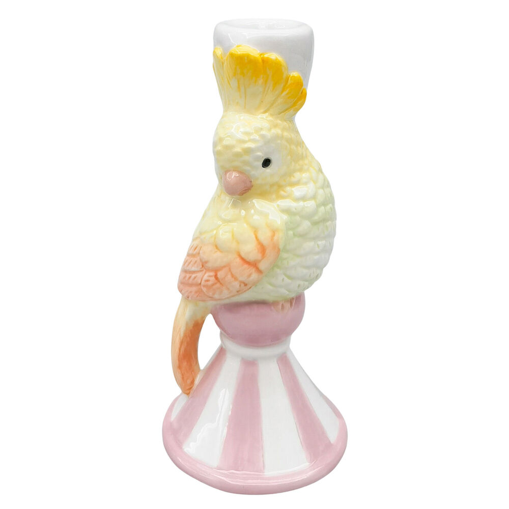 Urban 15x7cm Ceramic Perdy Parrot Candle Stick Holder Home Decor — Pink