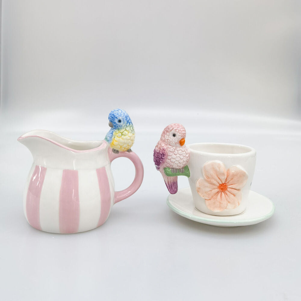 Urban Ceramic Perdy Parrot Pitcher Beverage Serving Jug 13x12cm Pink (2 Pack) — image 3