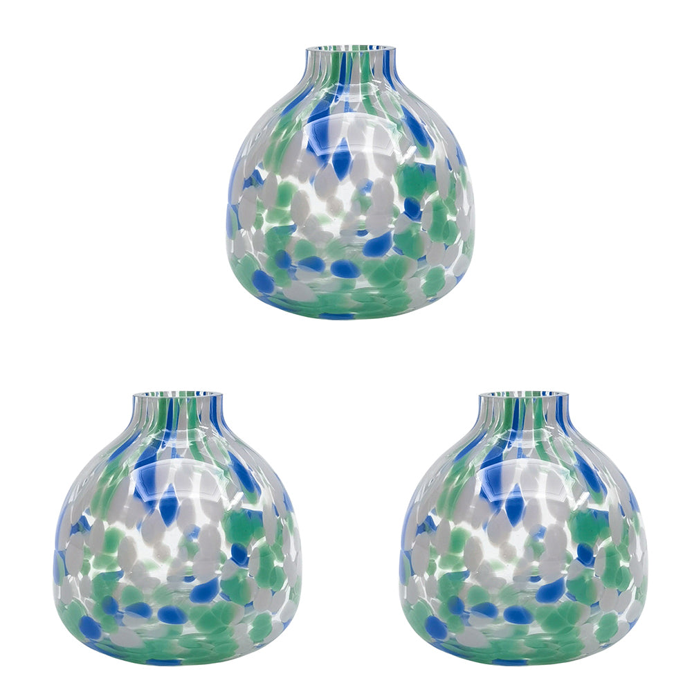 Urban Jaslyn Speckle Glass Bud Flower Vase Green Decorative Home Decor (3 Pack)