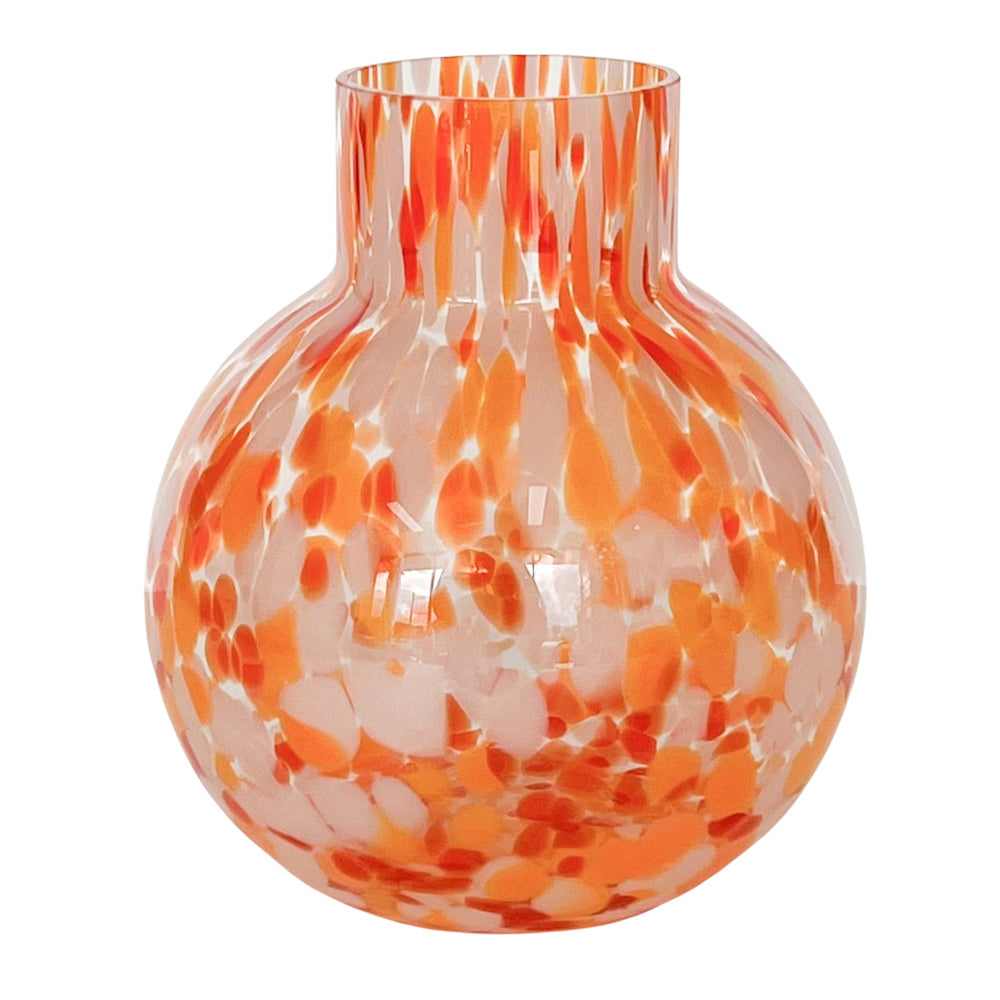 Urban Jaslyn Speckle Glass Flower Vase Red Pink 17cm Decorative Home Decor