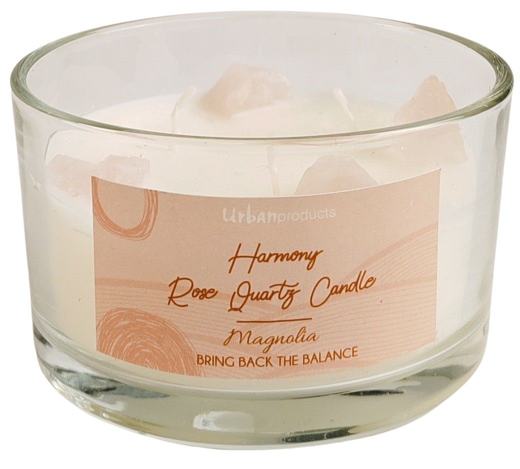 Urban Harmony Amethyst 11cm Crystal Glass Candle Soy Blend Wax Fragrance Pink