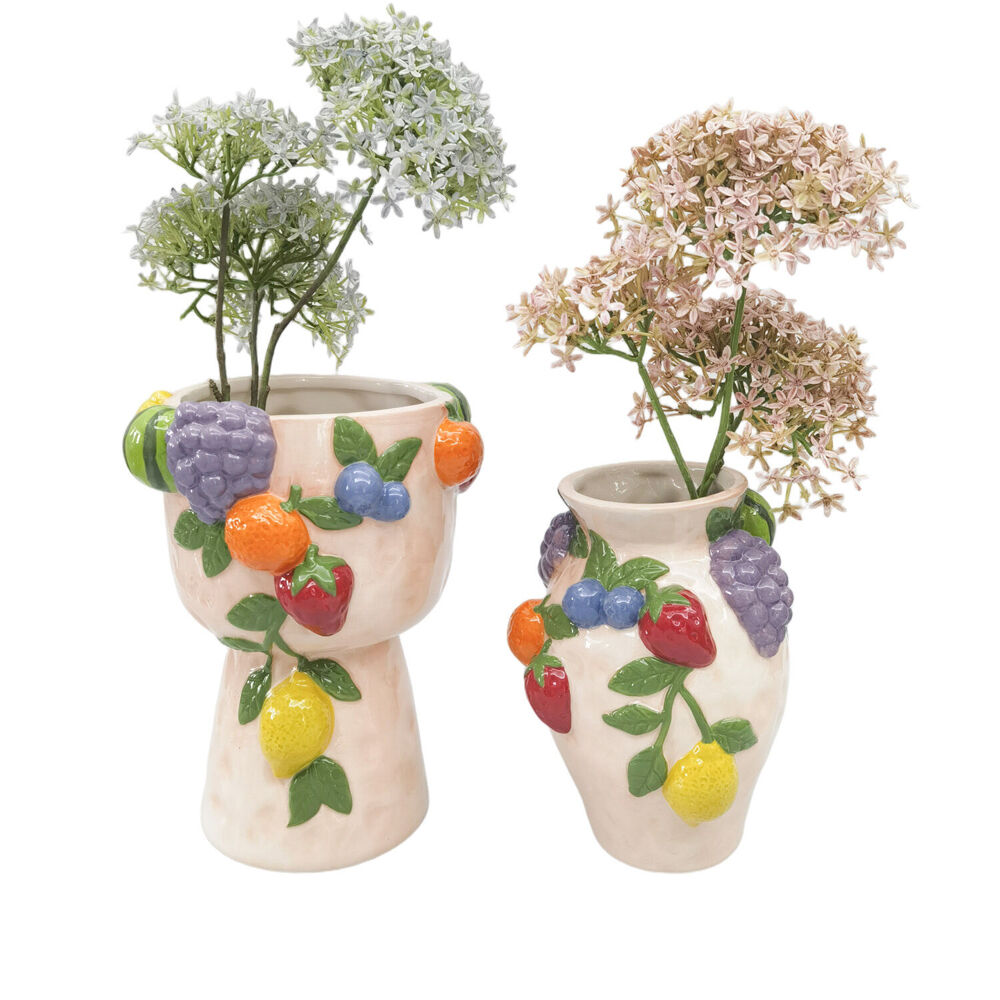 Urban 19x14cm Pink Ceramic Tropical Fruit Decorative Urn Vase — image 2