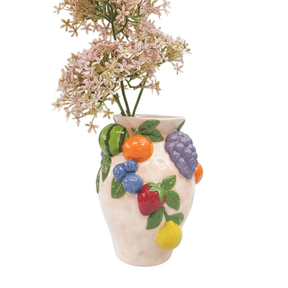Urban 19x14cm Pink Ceramic Tropical Fruit Decorative Urn Vase — image 3