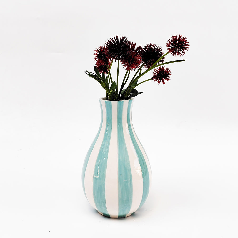 Urban Products Home Shelf Decor Decorative Striped Flower Vase Blue 18cm — image 2