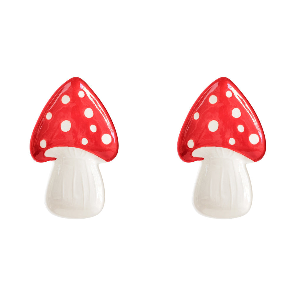 Urban Products Toadstool Ceramic Plate Novelty Decorative Holder Red 18cm (2 Pack)