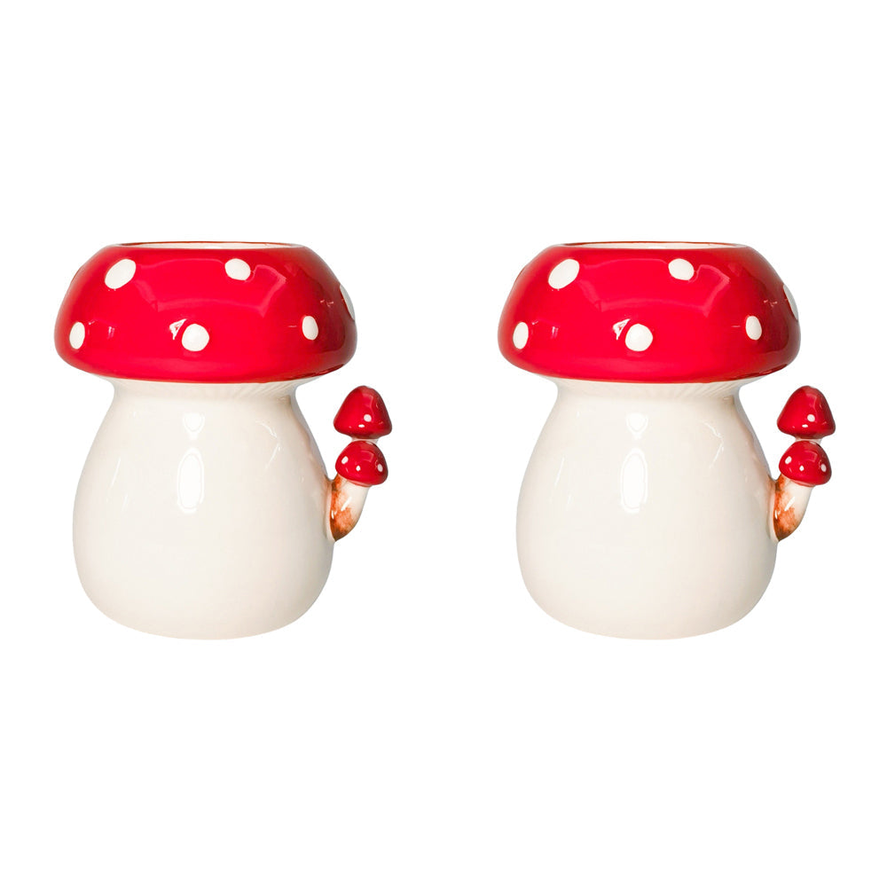 Urban Toadstool with Toadstools Planter Pot White Decorative Garden Decor (2 Pack)