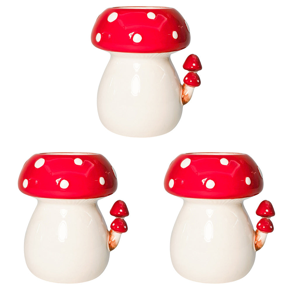 Urban Toadstool with Toadstools Planter Pot White Decorative Garden Decor (3 Pack)