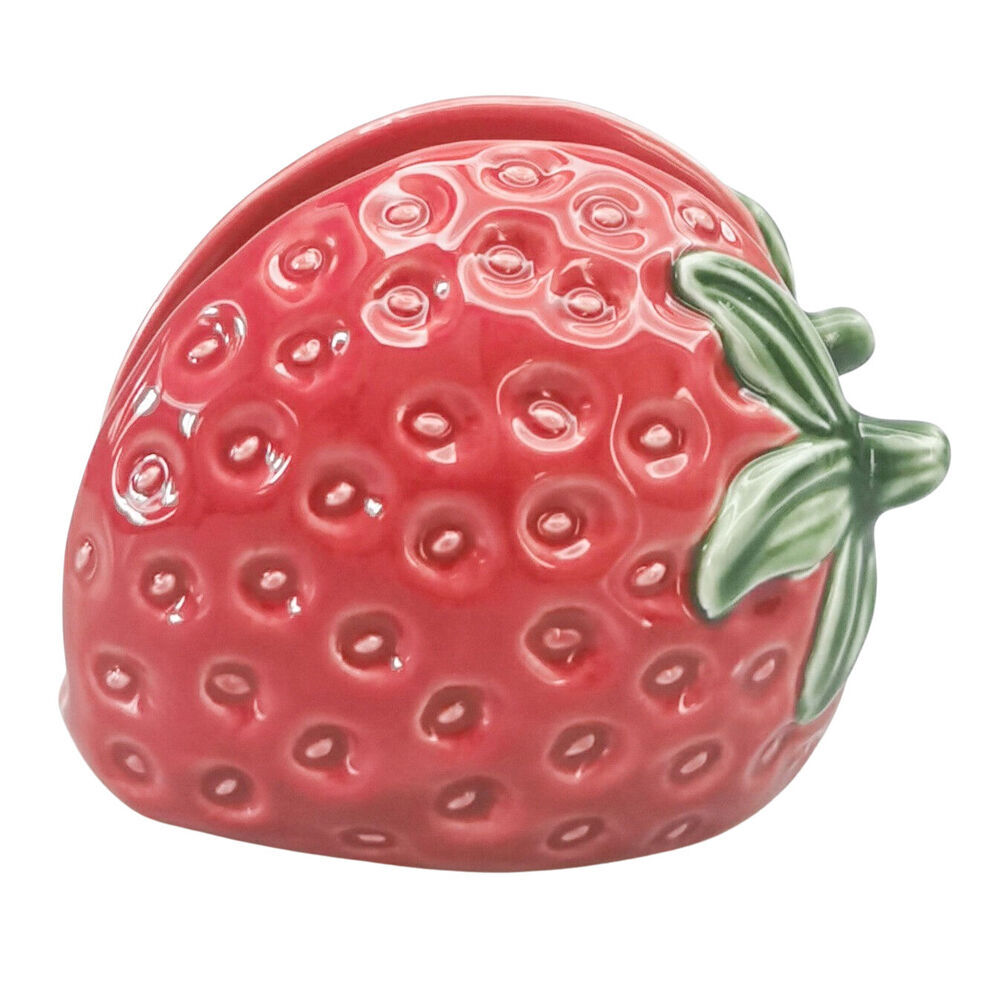 Urban Ceramic Strawberry Table Napkin Storage Holder 10x8cm Red (4 Pack) — image 2