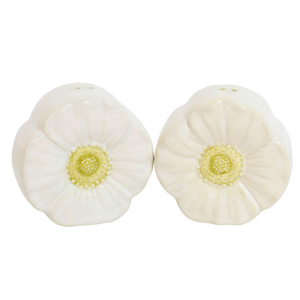 Urban Ceramic Flower Salt and Pepper Shakers Set 8x7cm White/Yellow (2 Pieces)