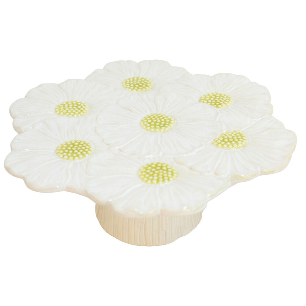 Urban 26x10cm Ceramic Flower Round Footed Cake Display Stand — White