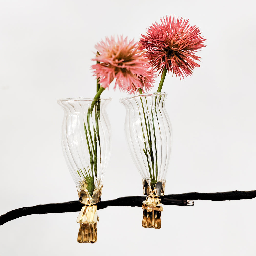 Urban Products Decorative Kinkora Flower Clip Vases Clear Home Decor (2 Pieces) — image 2