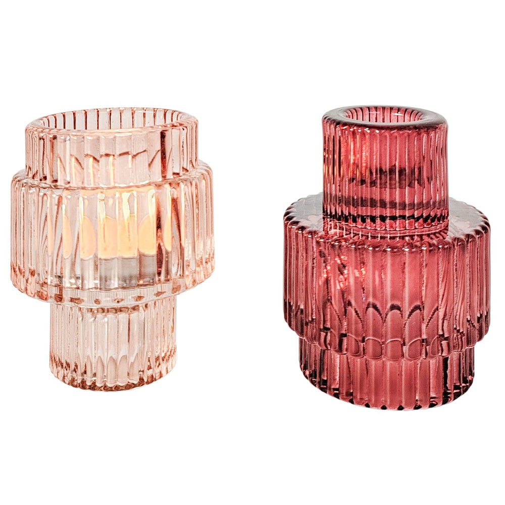 Urban Products Kinkora Home Decor Decorative Glass Candle Holder Pink 10cm