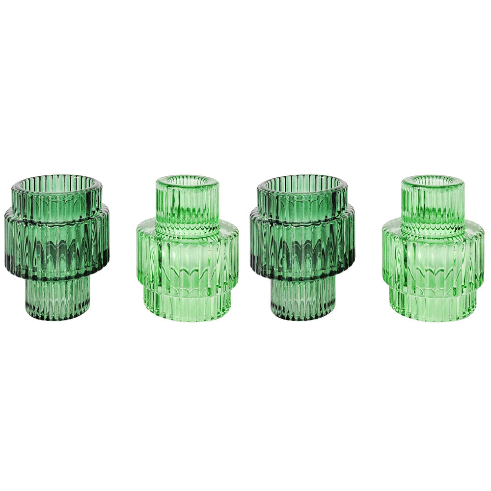 Urban Products Kinkora Home Decor Decorative Glass Candle Holder Green 10cm (2 Pack)