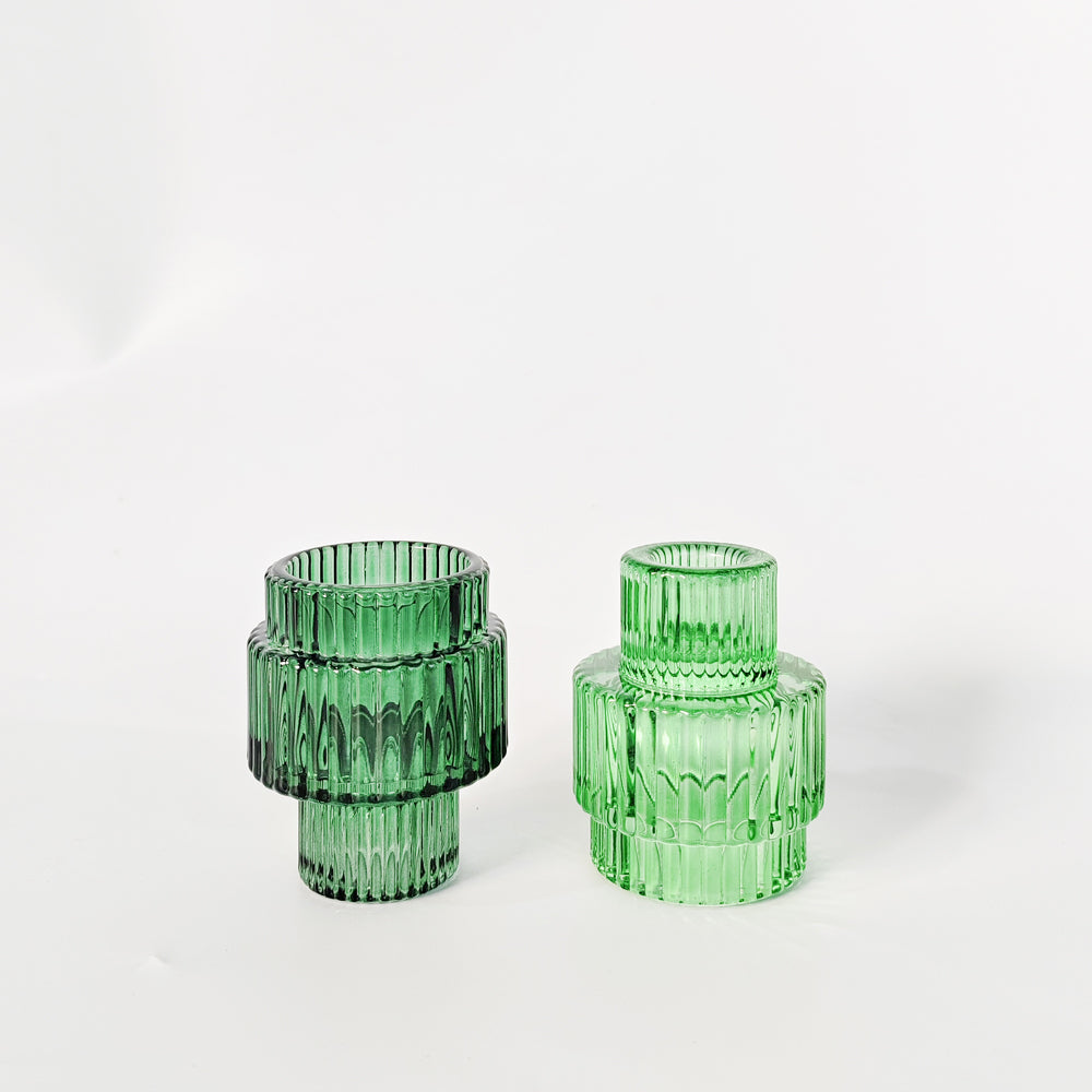 Urban Products Kinkora Home Decor Decorative Glass Candle Holder Green 10cm (2 Pack) — image 3