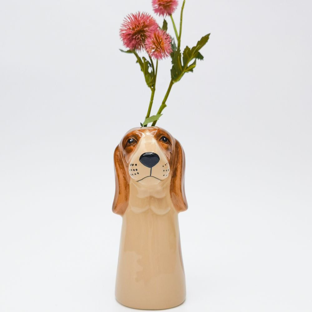 Urban Georgie Dog Vase Ceramic Tabletop Home Display Decor 19x10cm Brown/White — image 2