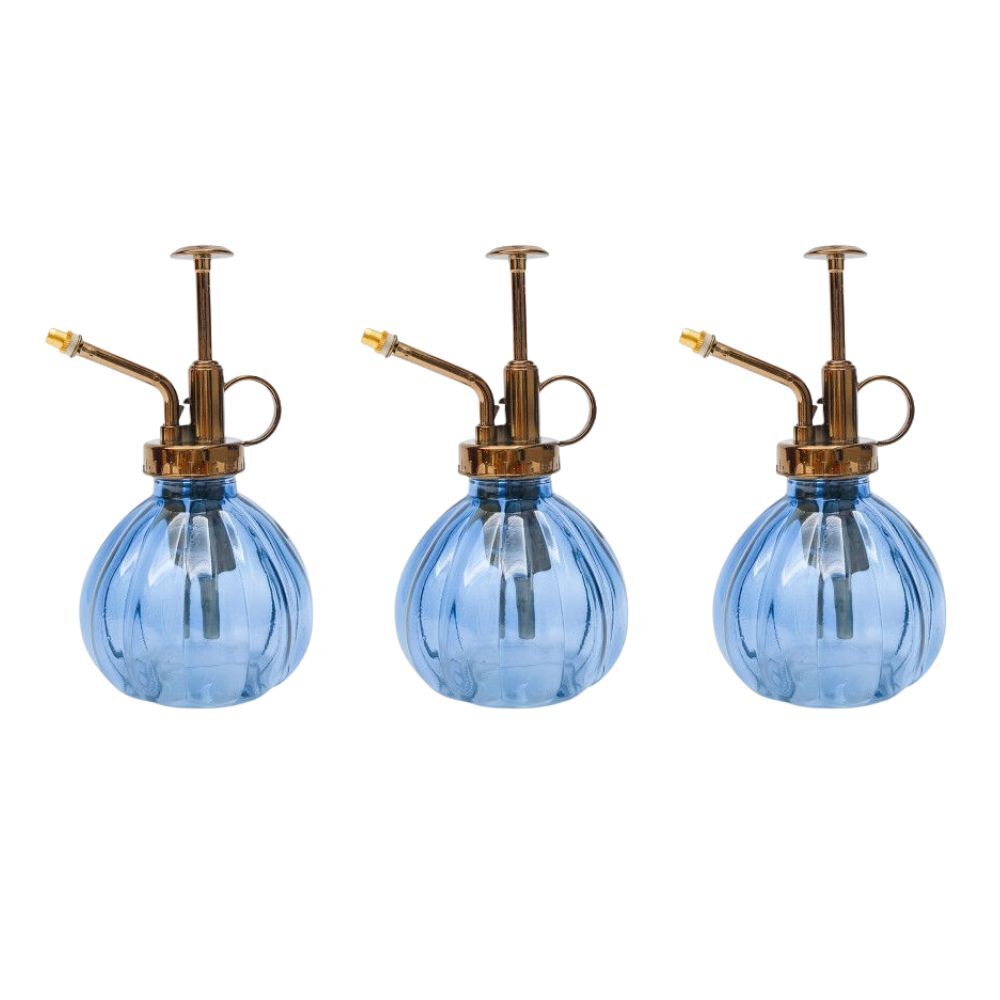 Urban Glass Water Mister Garden Plant/Flower Watering Container Blue 16cm (3 Pack)