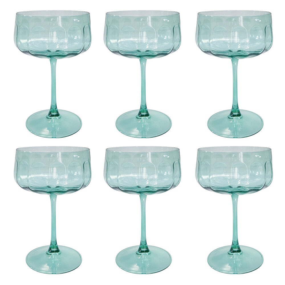 Urban Tillie Coupe Champagne Cocktail Drinking Glass 365ml 16cm Green (6 Pack)