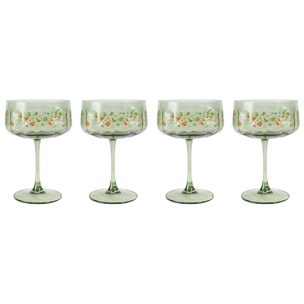 Urban 2pc Urban Enchanted Garden Floral Coupe Champagne Drinking Glasses 16cm Green (2 Pack)
