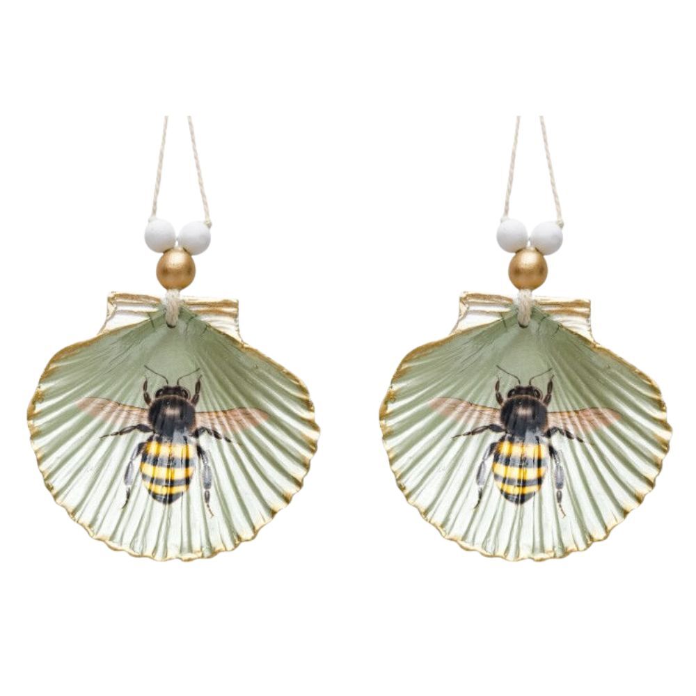 Urban Bee Shell Hanging Ornament Home Room Decorative Display Sage 19cm (2 Pack)