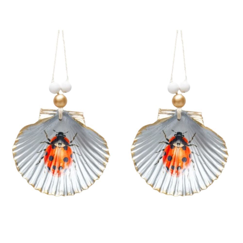Urban Ladybug Shell Hanging Ornament Home/Room Decorative Display Blue 19cm (2 Pack)