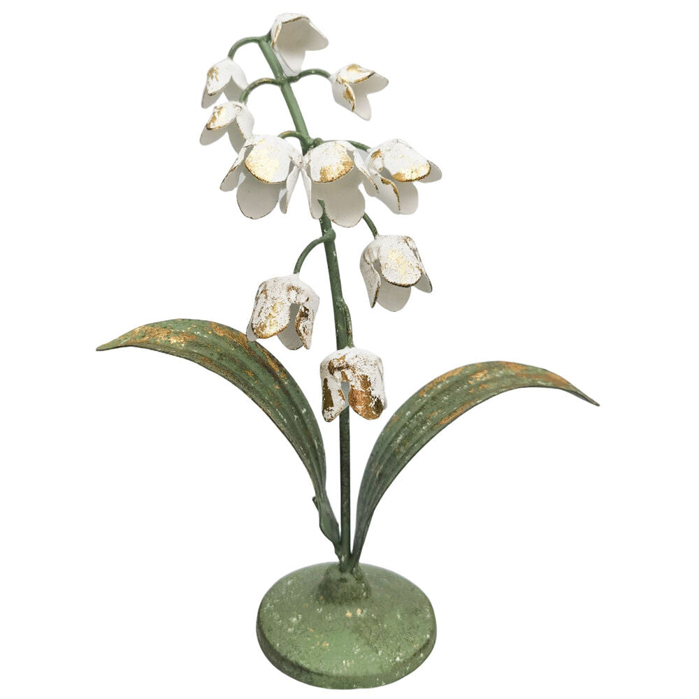 Urban 24x17cm White/Green Metal Snowdrop Decorative Floral Stand