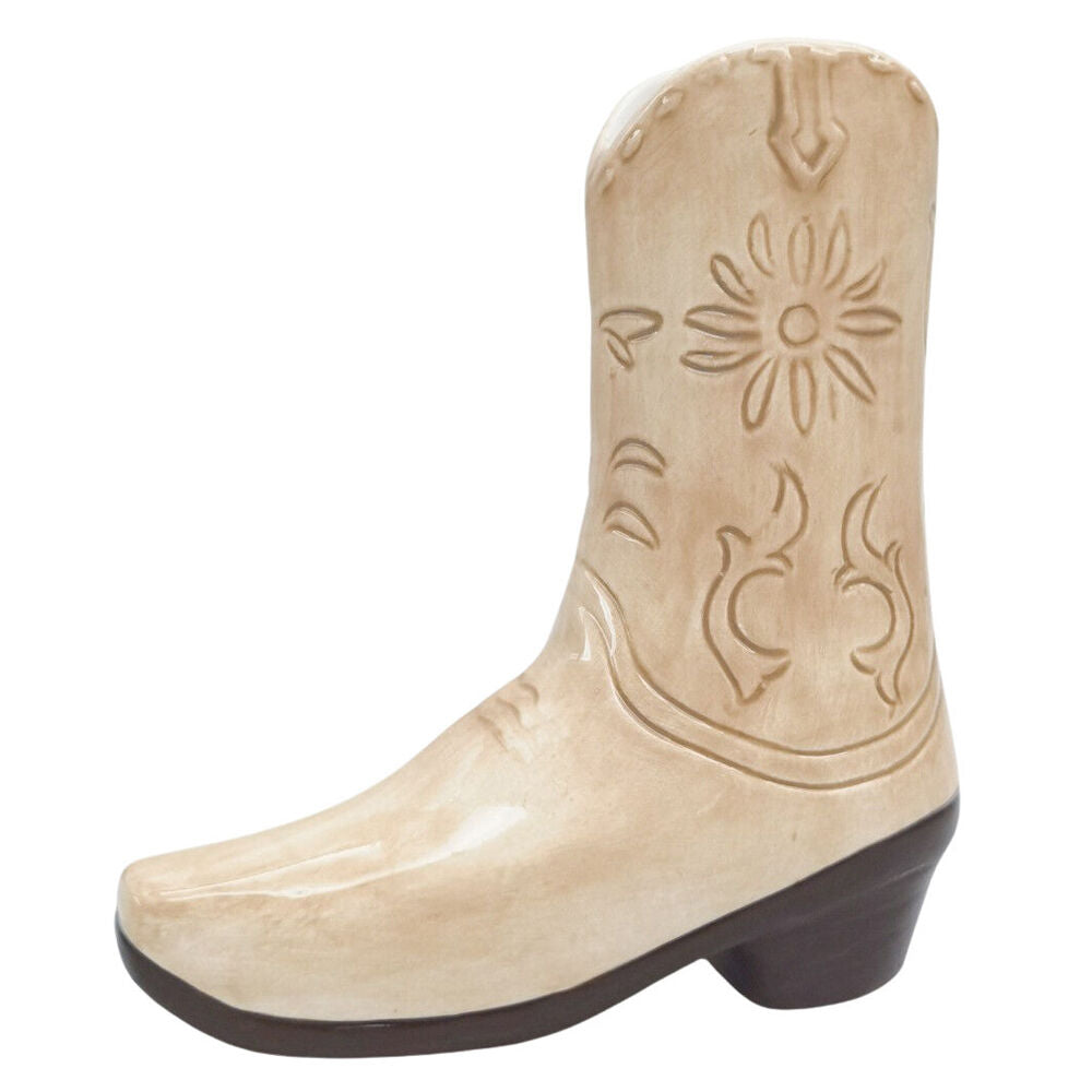Urban 19x17cm Tan Ceramic Cowboy Boots Home Decor Flower Vase