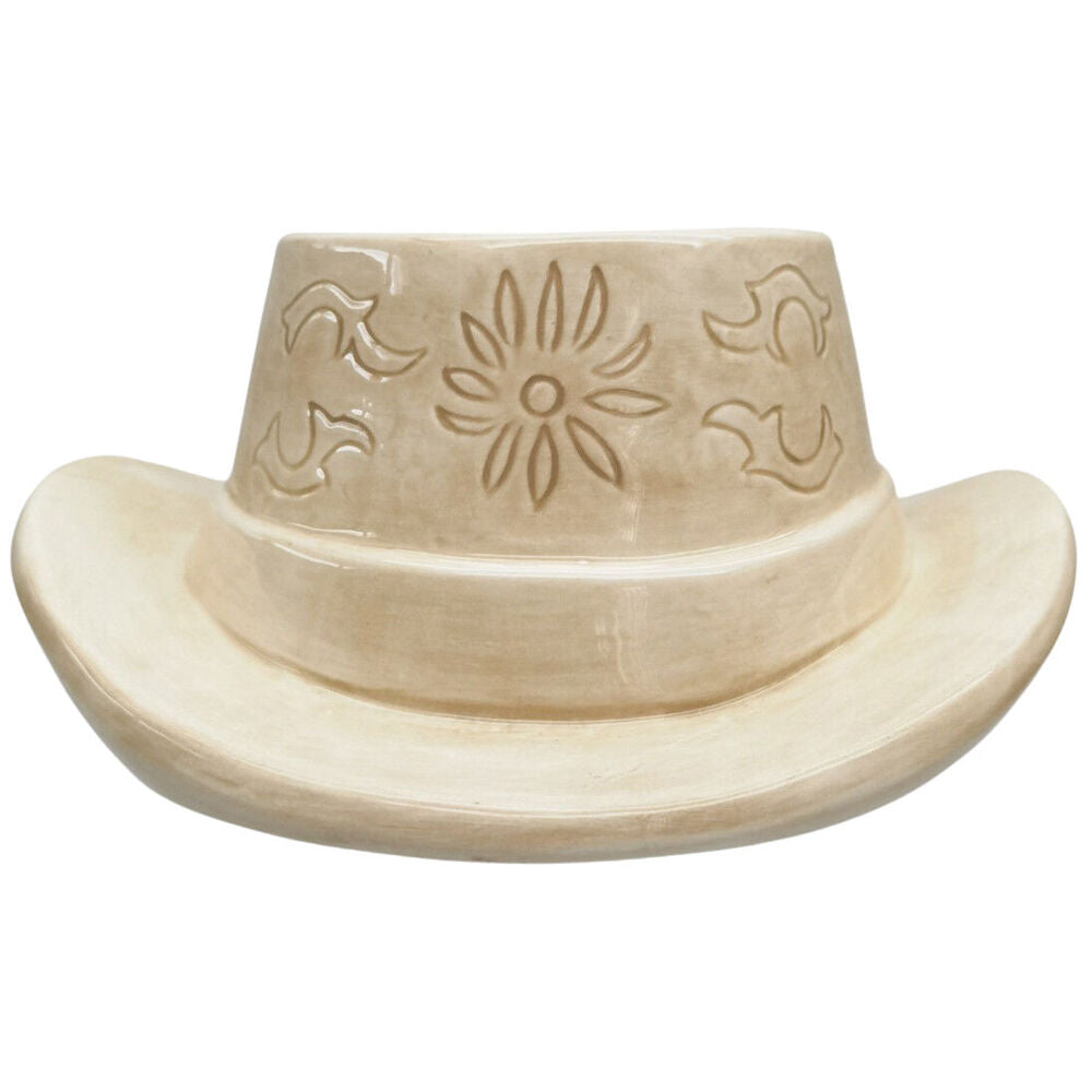 Urban 20x9cm Tan Ceramic Cowboy Hat Outdoor Garden Planter Pot