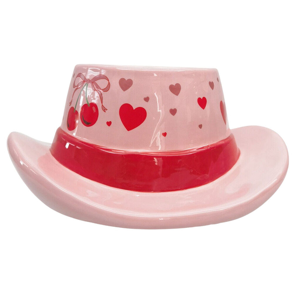 Urban 20x9cm Pink Ceramic Cowboy Hat Cherry Outdoor Planter Pot