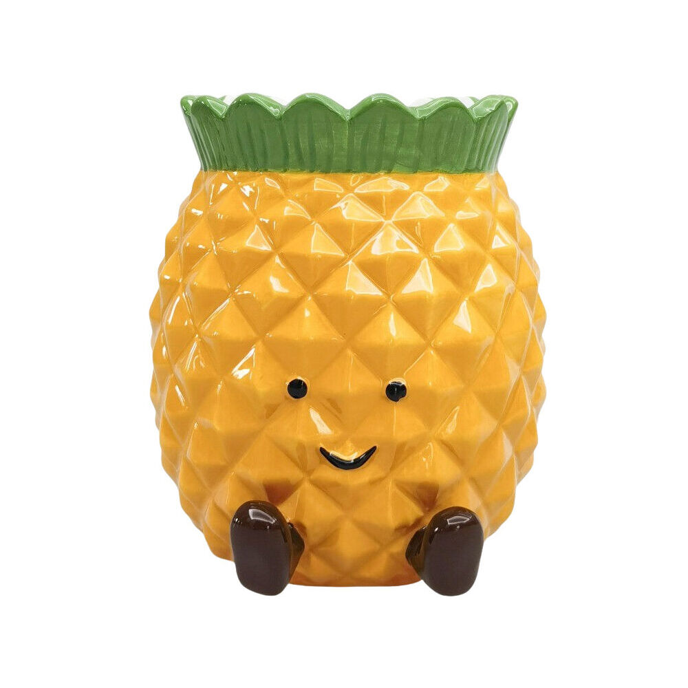 Urban 14x12cm Yellow Ceramic Penny Pineapple Friends Vessel Decorative Vase
