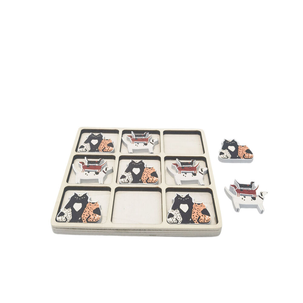 Urban Cat/Dog and Bookworm Tic Tac Toe Wooden Board Game Set 17cm (2 Pieces) — image 4