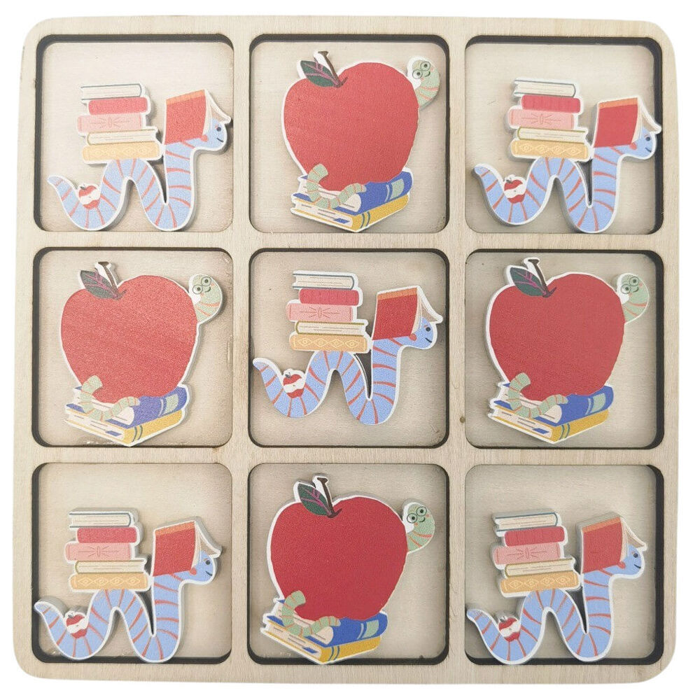 Urban Cat/Dog and Bookworm Tic Tac Toe Wooden Board Game Set 17cm (2 Pieces) — image 5