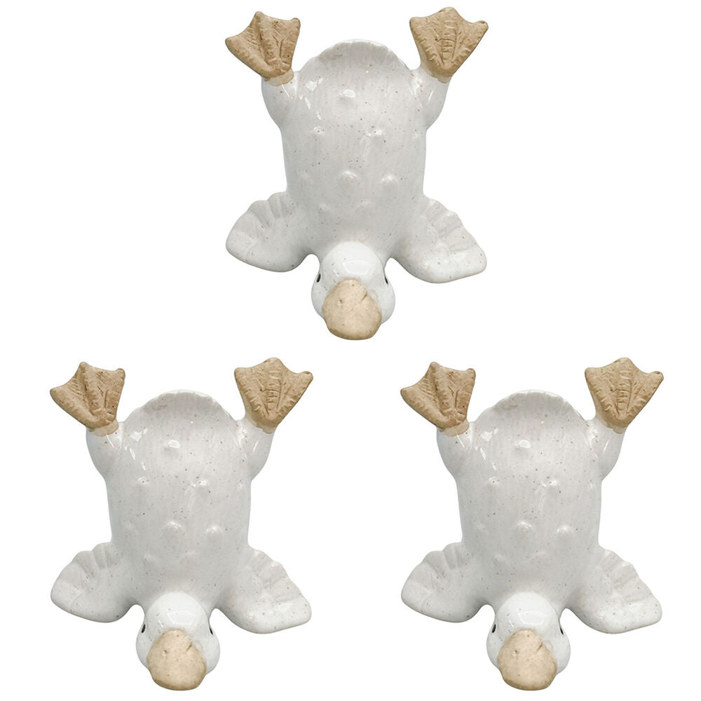 Urban Ceramic Quirky Ducks Decorative Ornament 10cm White Assorted (3 Pack)