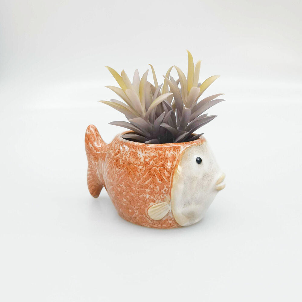 Urban 7x13cm Orange Ceramic Reef Fish Outdoor Garden Planter Pot — image 4