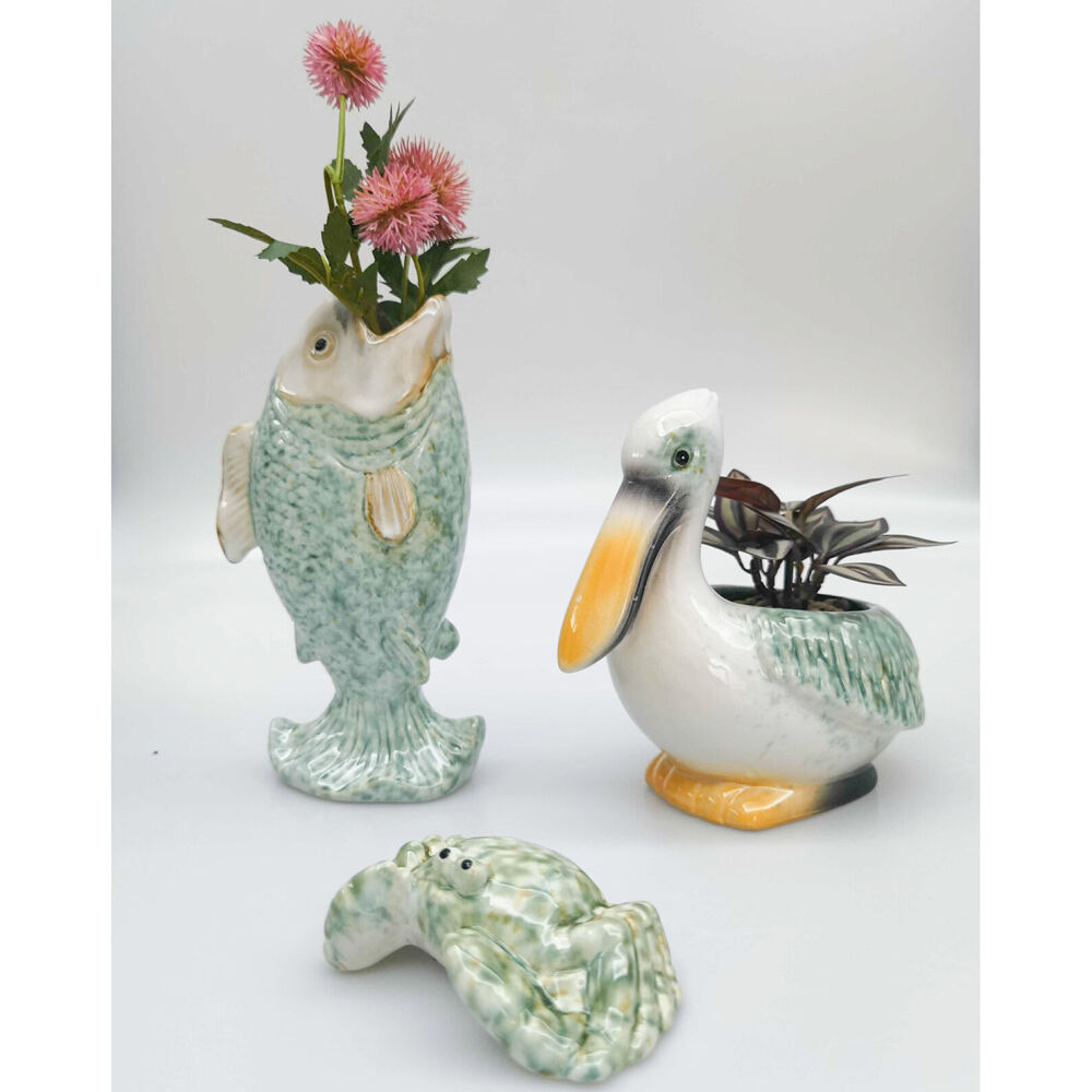 Urban 20x11cm Green Ceramic Reef Fish Home Decor Flower Vase — image 2