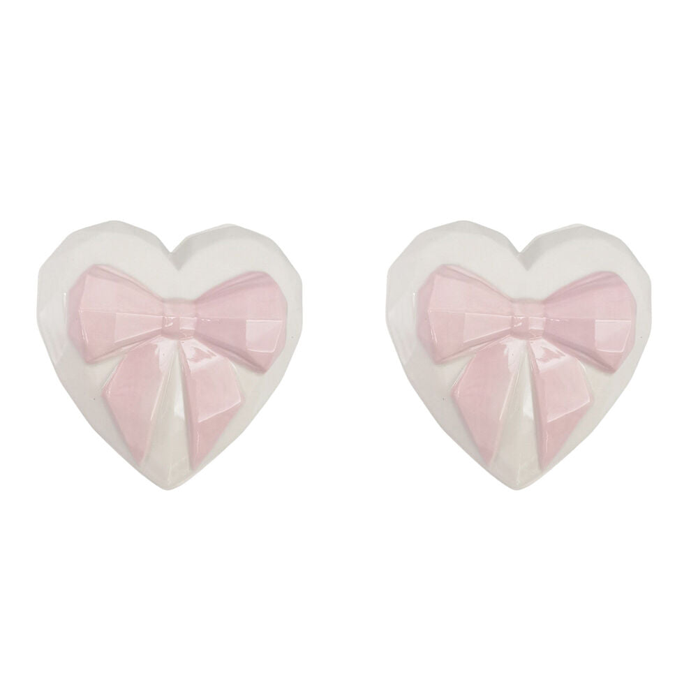 Urban Ceramic Heart w/ Bow Trinket Storage Box 9cm Pink/White (2 Pack)