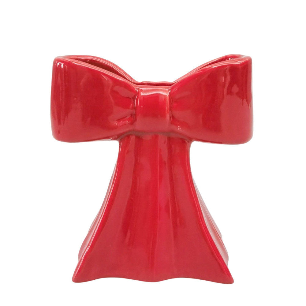 Urban 11x10cm Ceramic Bow Home Decorative Flower Vase Pot — Red
