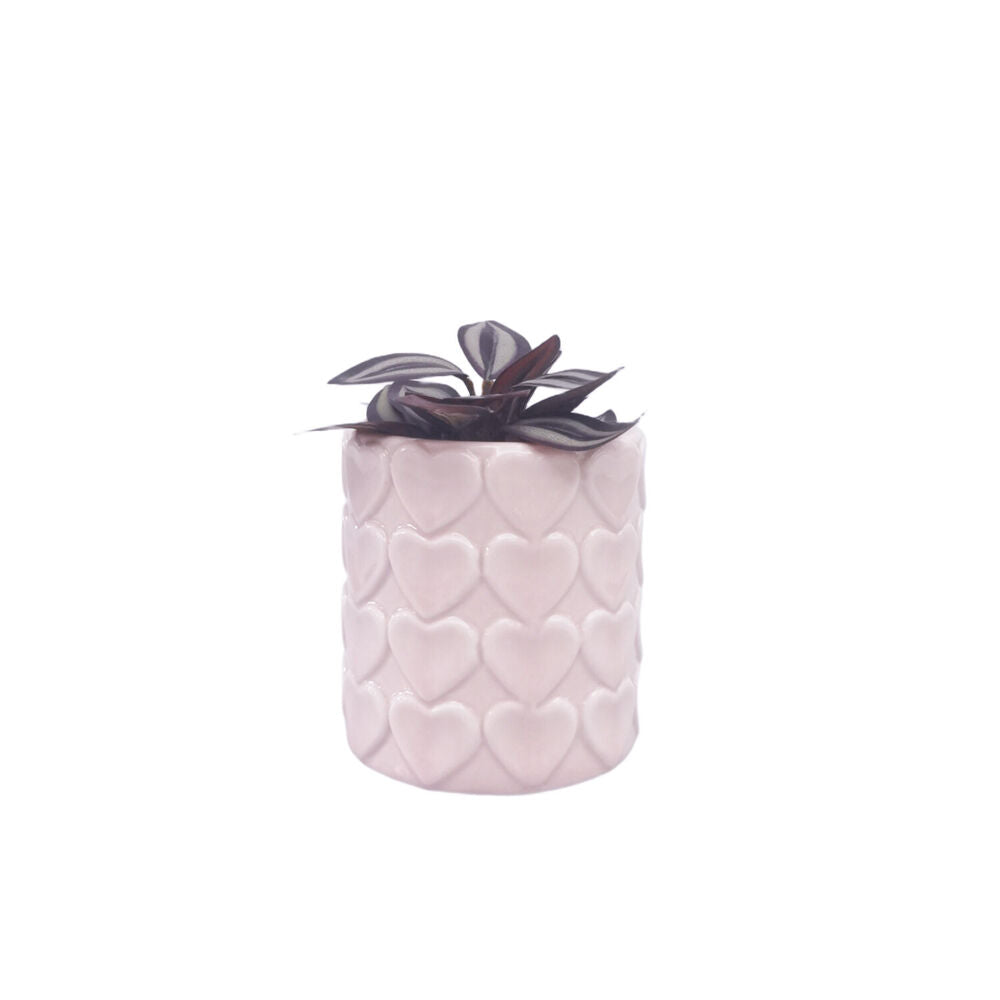 Urban 13x9cm Pink Ceramic Embossed Heart Outdoor Garden Planter Pot — image 2